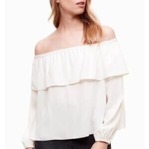 Aritzia Wilfred Morel Off the Shoulder White Long Sleeve Top Size Medium